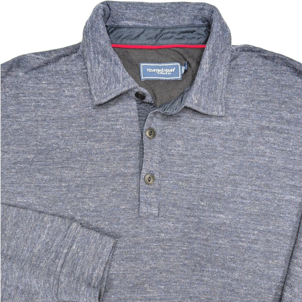 Vineyard Vines‎ Long Sleeve Polo Shirt Heathered Blue Men's Size L
